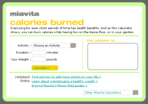 miavita calorie tracker tool